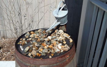 Wine Barrel Fountain With Vintage Watering Can