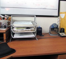 organizing the desk of disaster, cleaning tips, home office, organizing