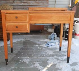 sewing machine table turned desk, painted furniture, repurposing upcycling