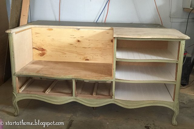 french dresser turned bench, painted furniture, repurposing upcycling