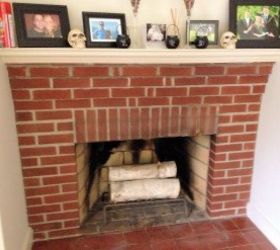 diy white washed brick fireplace, concrete masonry, fireplaces mantels, living room ideas, painting