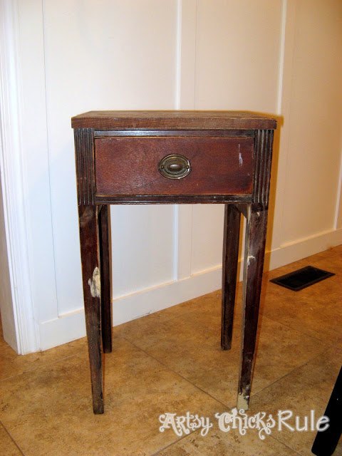 antique side table renewed with a little chalk paint amp graphics, chalk paint, home decor, painted furniture