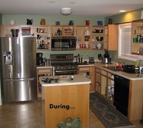 before and after diy kitchen reveal, diy, home decor, home improvement, kitchen design, kitchen island, We replaced the appliances and started on the cabinets