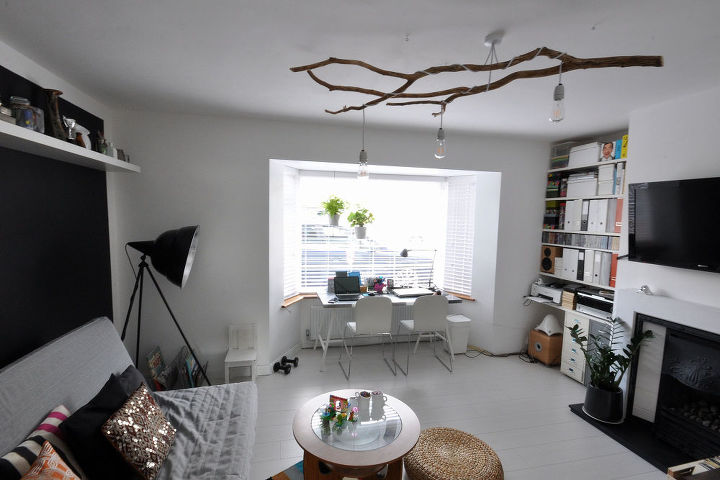 diy tree branch chandelier, lighting, repurposing upcycling