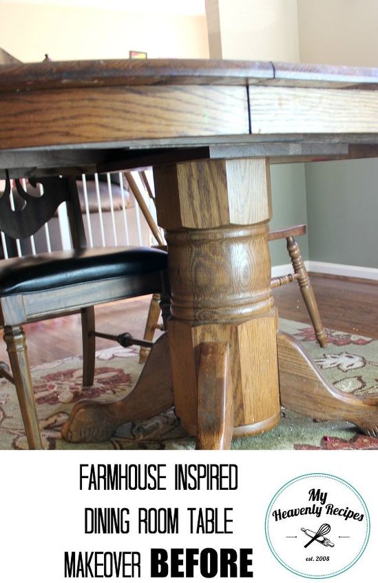 updating a tired table with farmhouse inspiration, dining room ideas, painted furniture, rustic furniture