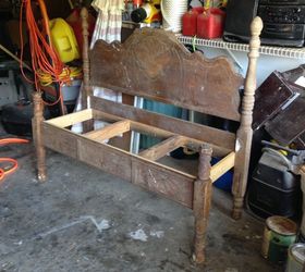 old head and footboard to bench, diy, outdoor furniture, painted furniture, repurposing upcycling