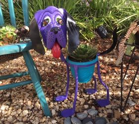 garden art doggie gets a new look, container gardening, gardening, painted furniture