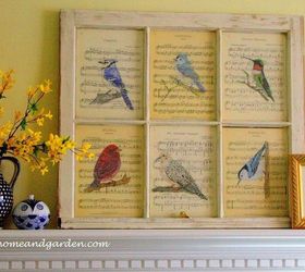 painting my garden our fairfield home and garden, crafts, Bird Prints in a vintage window by Barb Rosen