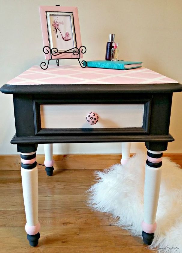 nightstand makeover girly style, diy, painted furniture, repurposing upcycling