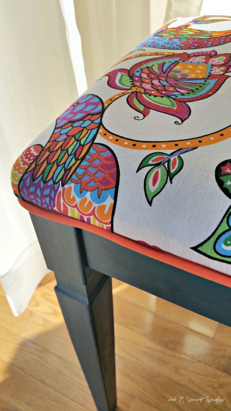 bench seat makeover, painted furniture, reupholster