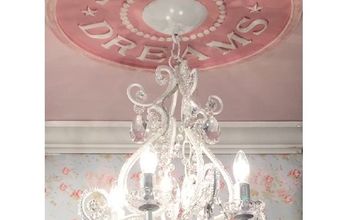 Shabby Chic Pink Chandelier and Ceiling Medallion