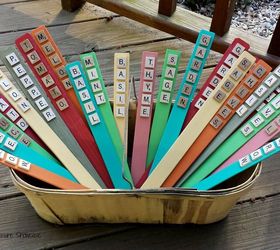 scrabble tile plant markers, chalk paint, crafts, gardening, repurposing upcycling