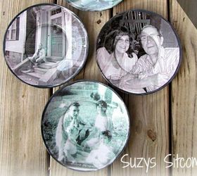 17 high end ways to use mod podge in your home, Paste photos to plates for interesting art