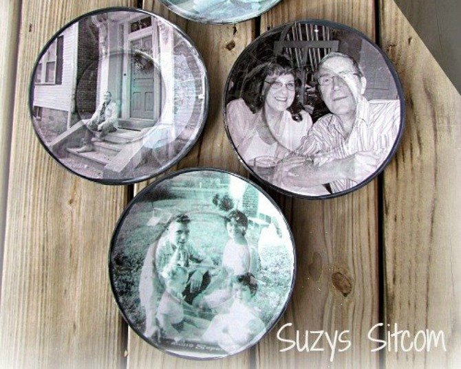 17 high end ways to use mod podge in your home, Paste photos to plates for interesting art