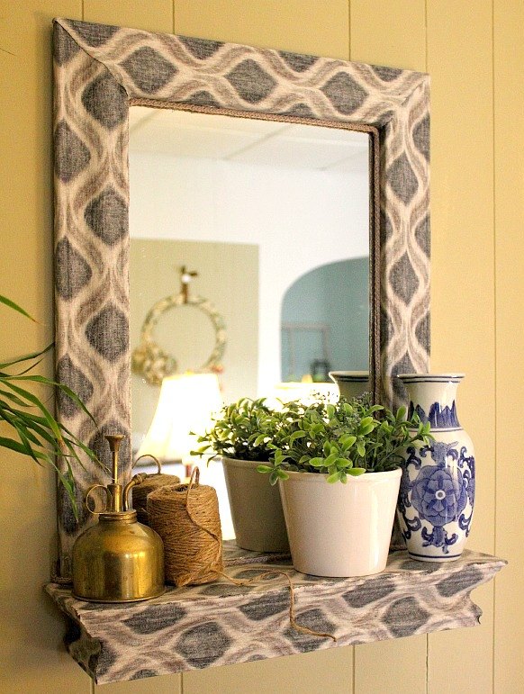 17 high end ways to use mod podge in your home, Make an accent mirror stand out even more