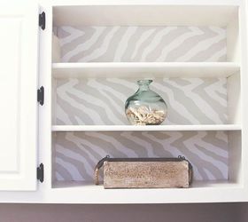 17 high end ways to use mod podge in your home, Add interesting paper to a boring shelf back