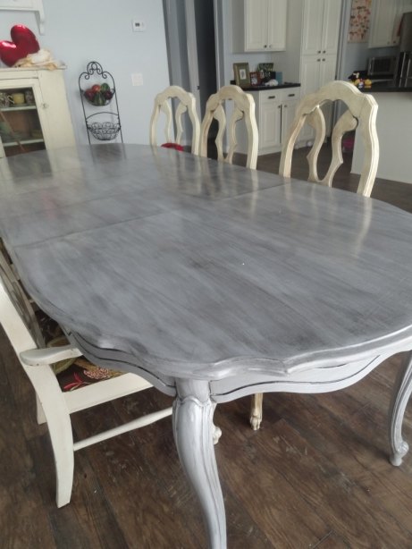 13 gorgeous ways to bring your worn kitchen table back to life, Paint it a worn weathered gray