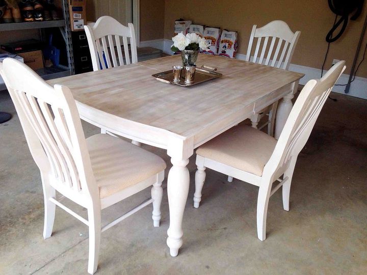 13 gorgeous ways to bring your worn kitchen table back to life, Sand it down and use a beachy mix of stains