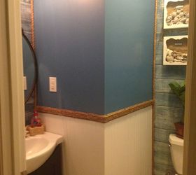 i first solo project guest bathroom blah to beachy, bathroom ideas, home maintenance repairs, paint colors, painting