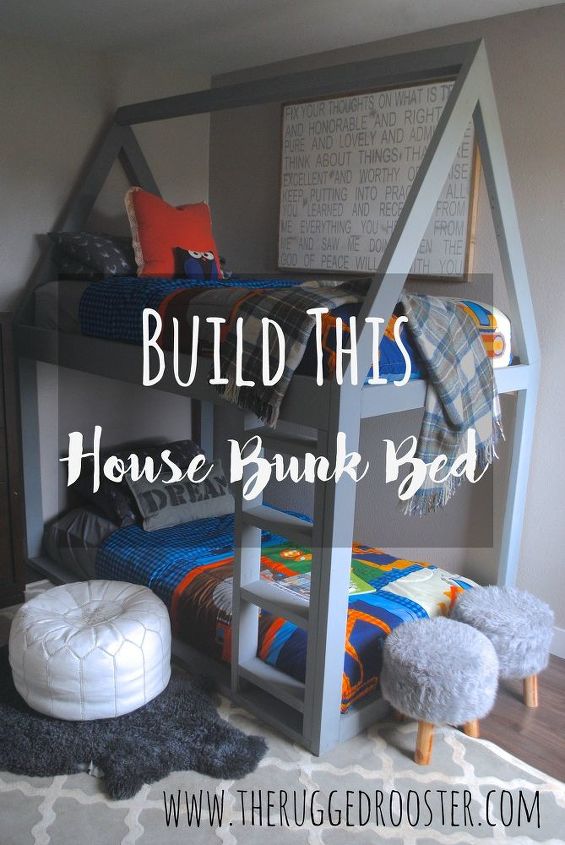 build a house bunk bed, bedroom ideas, diy, how to, painted furniture, rustic furniture, woodworking projects