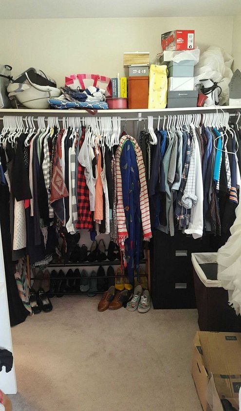 turn a messy walk in into an organized closet and dressing room, bedroom ideas, closet, organizing, storage ideas