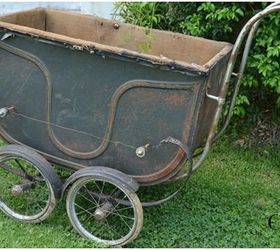 antique baby carriage makeover, container gardening, gardening, painted furniture, repurposing upcycling