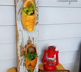 vintage wooden shoe spring planters, container gardening, crafts, gardening, repurposing upcycling