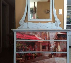 flower market dresser makeover, decoupage, painted furniture