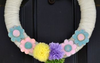 A Spring Wreath With Pompoms & Flowers