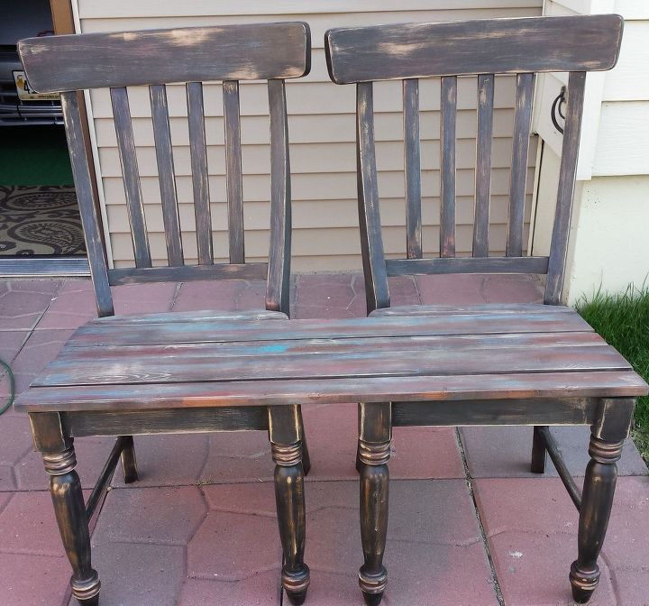 patio bench made from chairs, outdoor furniture, painted furniture, repurposing upcycling, woodworking projects