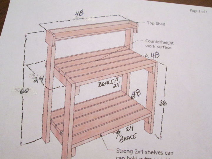 awaiting potting bench table addition, diy, gardening, organizing, outdoor furniture, shelving ideas, storage ideas, woodworking projects