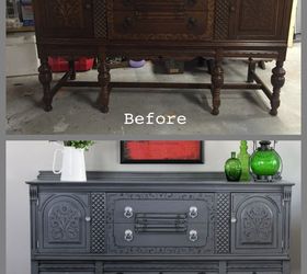 a gray buffet with a surprise on the inside, how to, painted furniture
