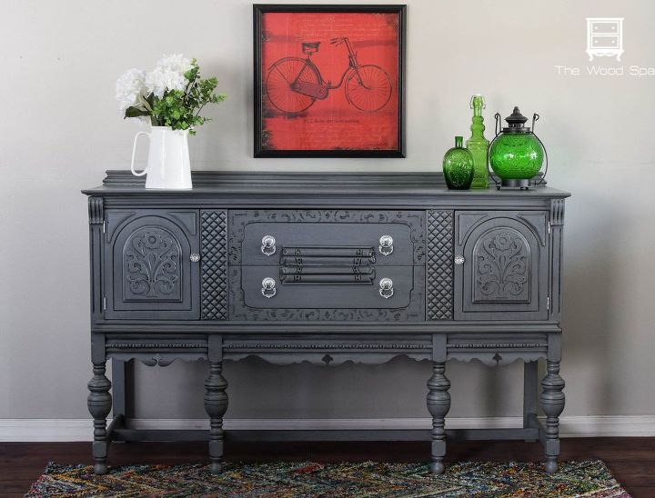a gray buffet with a surprise on the inside, how to, painted furniture