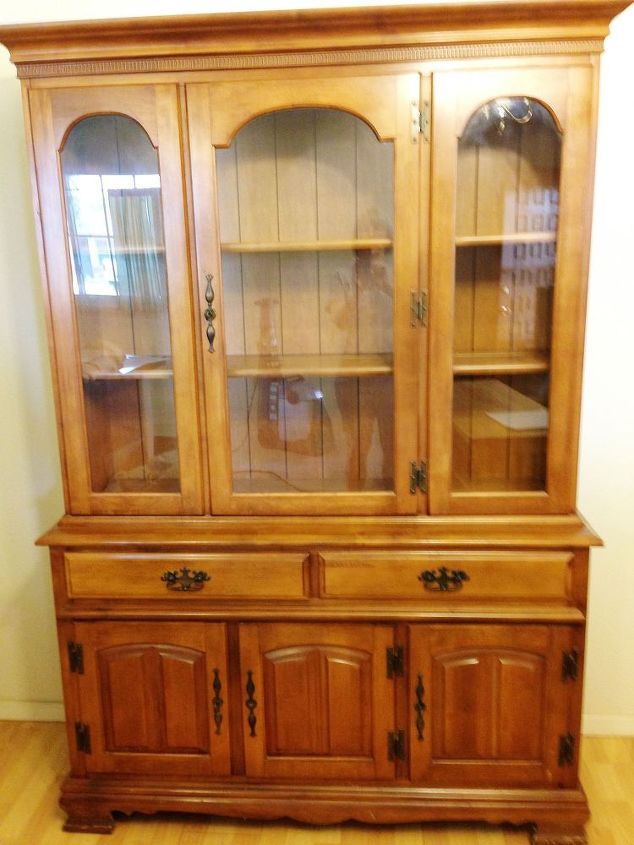 china hutch repurposed into a flat screen tv stand, chalk paint, diy, entertainment rec rooms, painted furniture, repurposing upcycling, woodworking projects, Before picture of china hutch