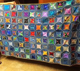 here s a quilt i made from my husbands old jeans, crafts, how to, repurposing upcycling, reupholster