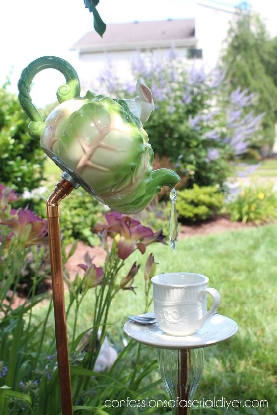 17 reasons to drop everything and buy cheap thrift store dishes, Make adorable garden decor from a tea set