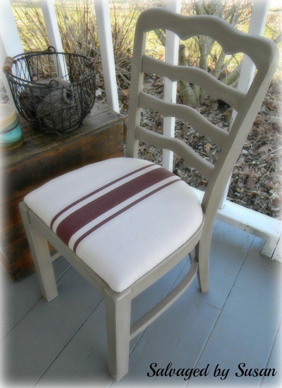diy painted canvas drop cloth chair, chalk paint, dining room ideas, painted furniture, reupholster