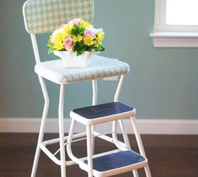 vintage 60 s step stool gets a makeover, painted furniture, reupholster