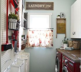 s 11 easy updates that will make you love your laundry room, laundry rooms, Put up a full wall of pegboard