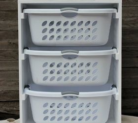 s 11 easy updates that will make you love your laundry room, laundry rooms, Build a mobile laundry basket station