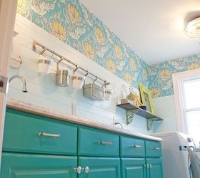 s 11 easy updates that will make you love your laundry room, laundry rooms, Paint your cabinets a bright happy shade