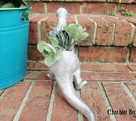 awesome dinosaur planter, container gardening, crafts, flowers, gardening, how to, repurposing upcycling, succulents
