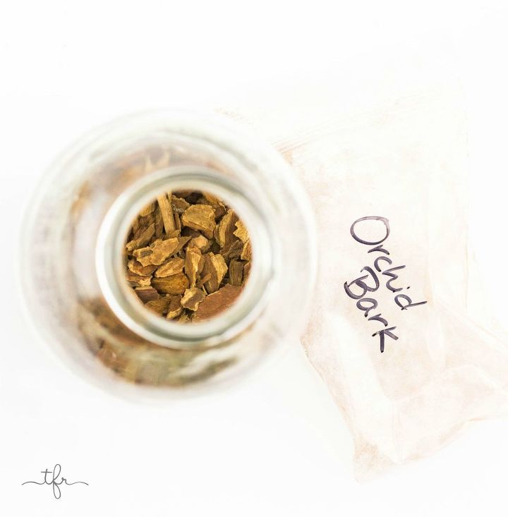 diy tea rrarium, Primera capa Corteza de orqu dea