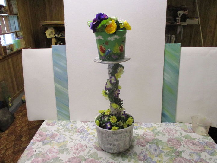 re purpose 5 qt icecream tub flower pot mini plant stand