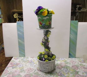 re purposed 5 qt icecream tub flower pot mini plant stand