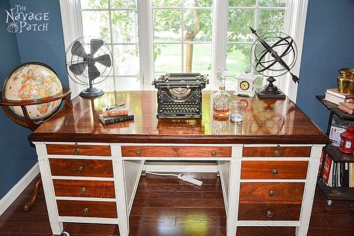 vintage desk makeover, chalk paint, home office, painted furniture, repurposing upcycling