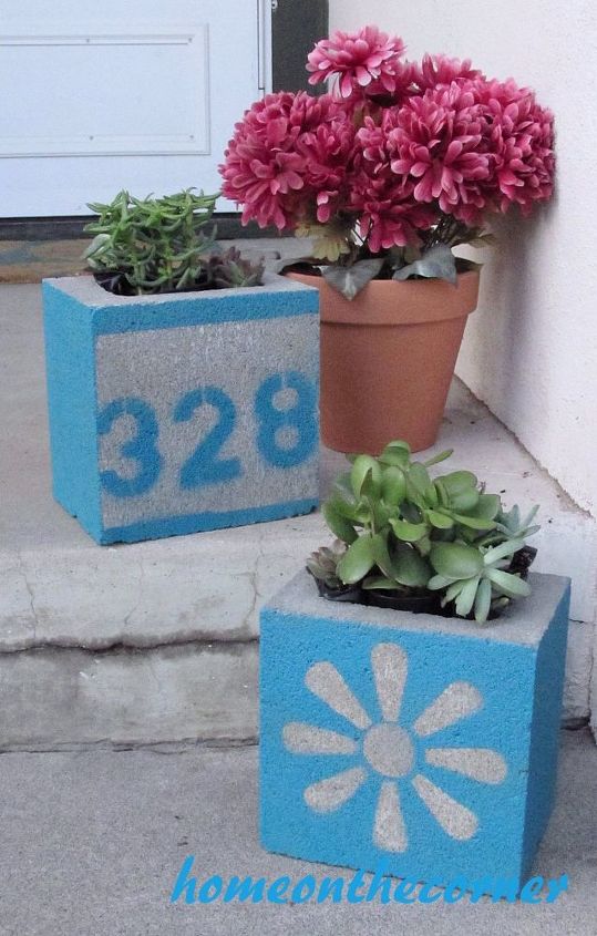 springtime concrete painted planter
