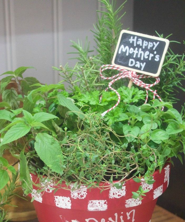 handpainted herb pot perfect for mother s day, container gardening, crafts, seasonal holiday decor