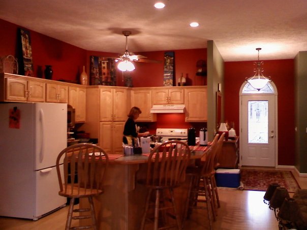 great room winter remake, flooring, hardwood floors, home decor, kitchen design, Kitchen area before