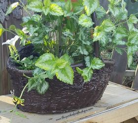 turn your wicker basket into a hypertufa concrete garden basket, concrete masonry, container gardening, crafts, gardening, repurposing upcycling